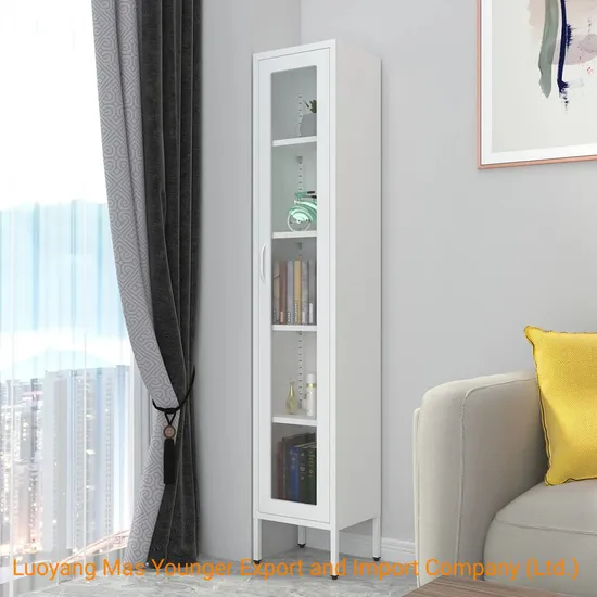 Steel Cabinets Living Room Metal Storage Cabinet with Glass Door 