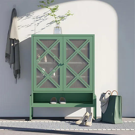 China New Style Fashionable and Simple Glass Door Shoe Cabinet 